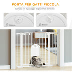 Adjustable Dog Gate with Small Door and Automatic Closure, 75-103x76cm, White