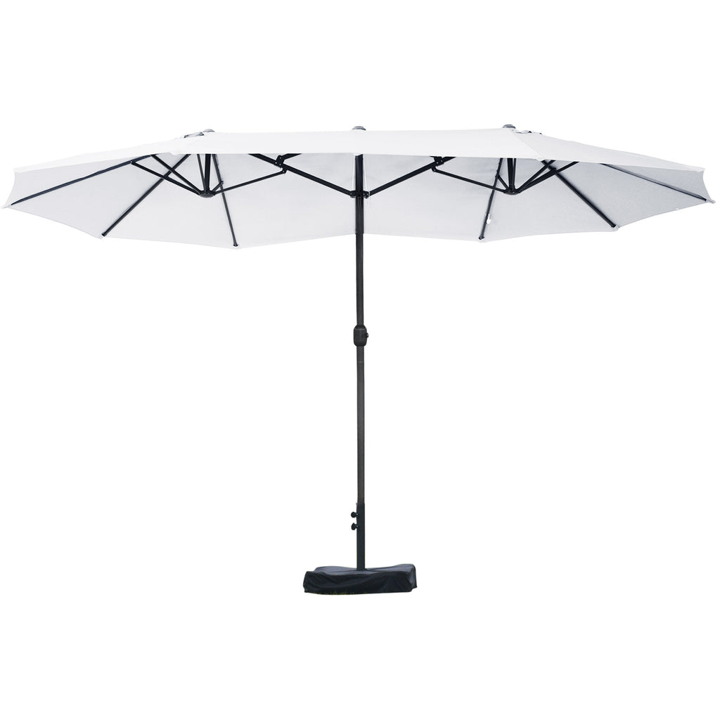 Outsunny Double Umbrella with 12 Ribs, Cross Base and Crank, Steel and Polyester, 455x265x238 cm, Beige