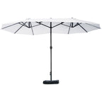 Outsunny Double Umbrella with 12 Ribs, Cross Base and Crank, Steel and Polyester, 455x265x238 cm, Beige