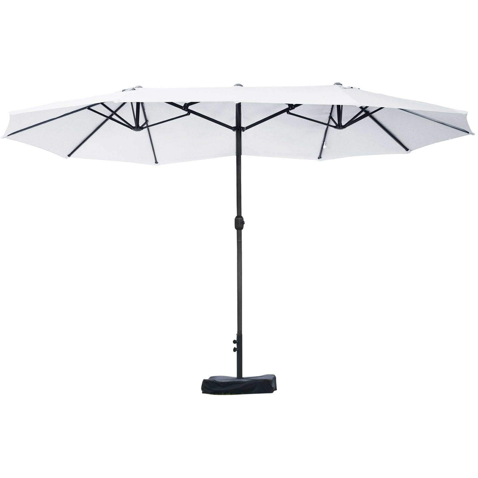 Outsunny Double Umbrella with 12 Ribs, Cross Base and Crank, Steel and Polyester, 455x265x238 cm, Beige