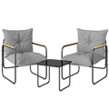 Outsunny 3-Piece Bistro Set, Outdoor Metal Furniture with Cushions, Dark Grey