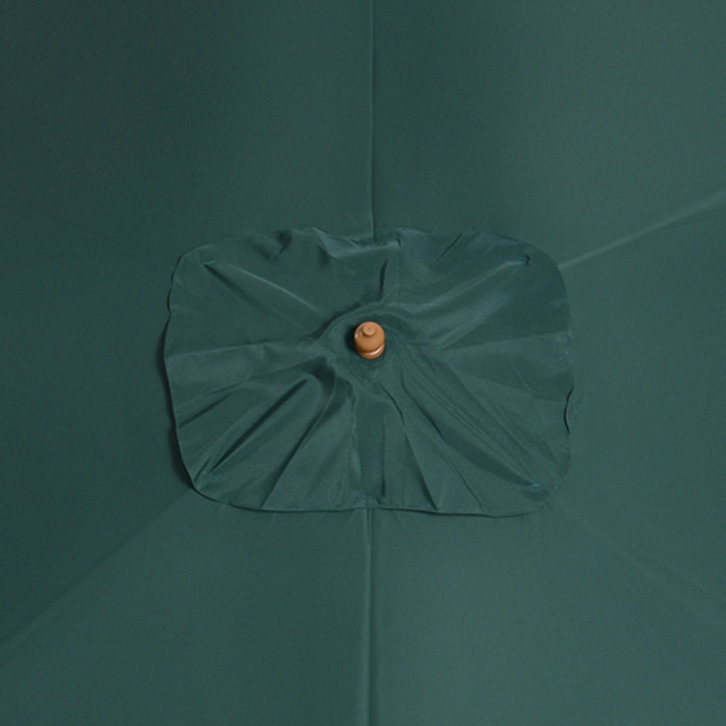 2x3m Garden Umbrella in Lacquered Wood and Bamboo with Removable Cover, Dark Green