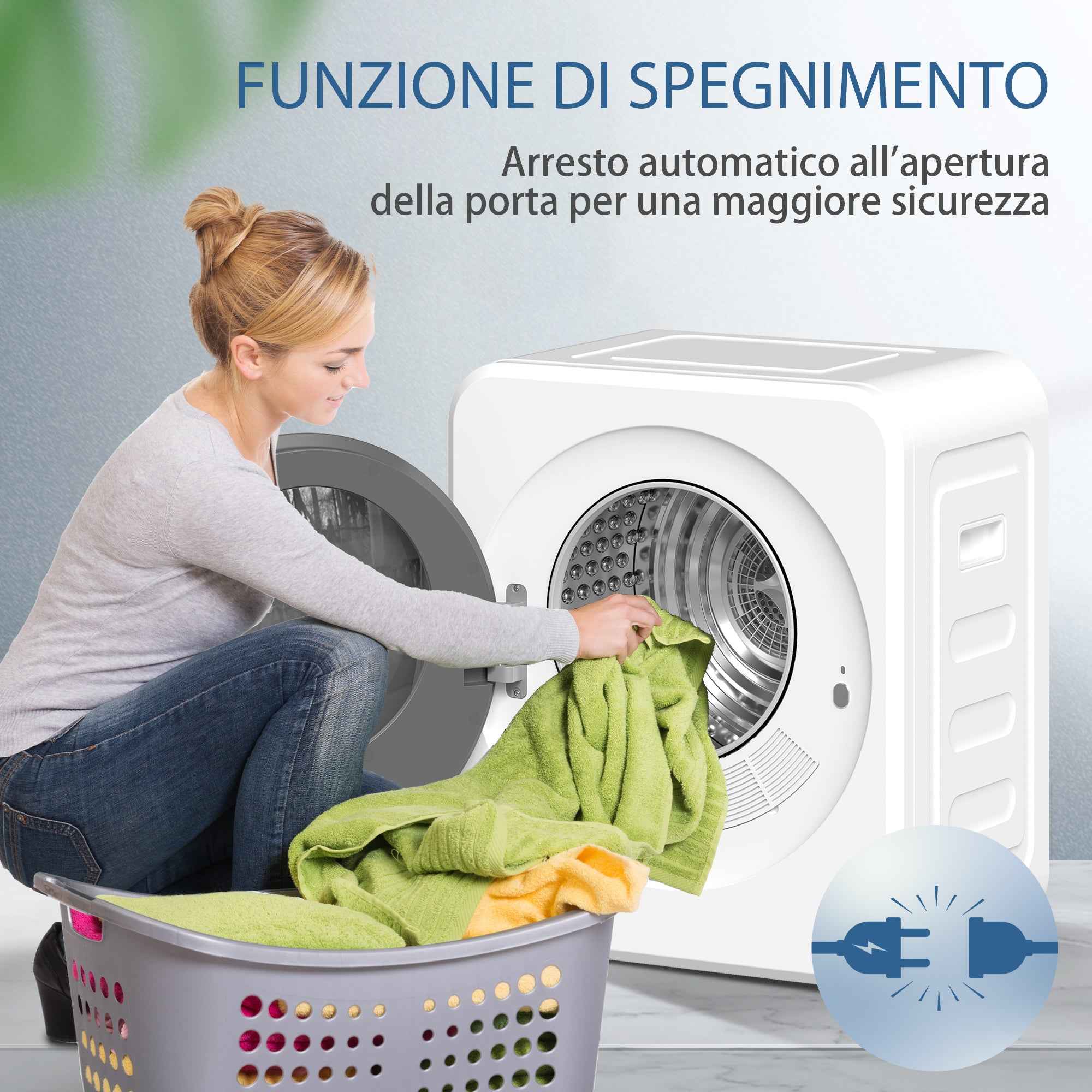 Mini Portable Dryer 4 kg, LED Display, 800W, Front Loading, Up to 60°, Stackable/Wall/Freestanding, Timer, for Home, White