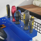 DURHAND 3-Tier Steel Tool Cart with High Edges and 4 Swivel Wheels, 83x35.3x76 cm, Blue
