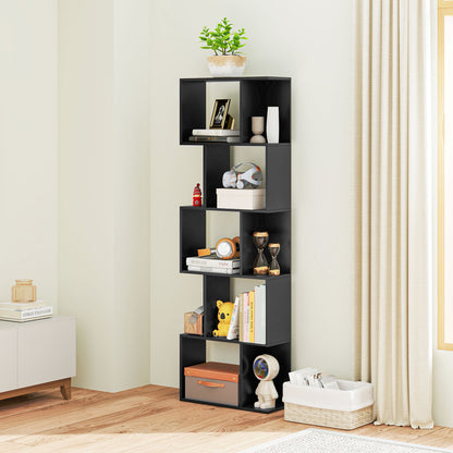 Modern Design Wooden Bookcase 5 Shelves Wooden Bookcase, 60x24x184.5 cm, Black