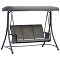 Outsunny 3-Seater Garden or Terrace Swing with Adjustable Canopy and Storage Pockets, Dark Grey, 196 x 128 x 172 cm
