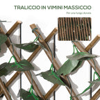 Artificial Hedge with 2 Sections of 356 Ivy Leaves, in Polyester and Rattan, 200x100 cm, Green and Brown