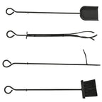 2-Tier Indoor/Outdoor Metal Log Rack, Indoor Log Holder with Removable Holders, Shovel, Broom, Poker, and Tongs, 44.5 x 29.5 x 73 cm, Black