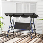 Outsunny 3-Seater Garden Swing in PE Rattan and Steel with Canopy and Cup Holder, 204x112x150 cm, Grey