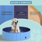 Foldable Plastic Dog Pool with Stable Edge for Pets, Blue, 120 x 30 cm (ØxH) - Borge' Group Limited