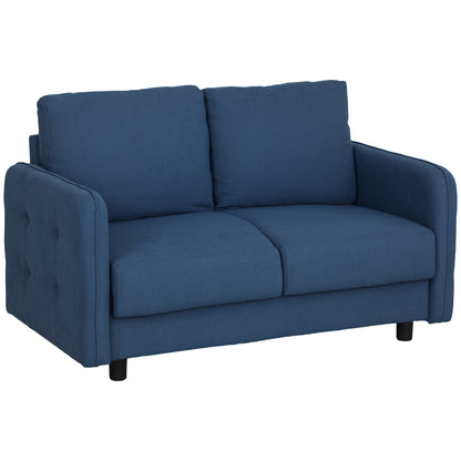 Modern 2 Seater Velvet Sofa with Removable Cushions and S-Springs, 136x75x84 cm, Blue