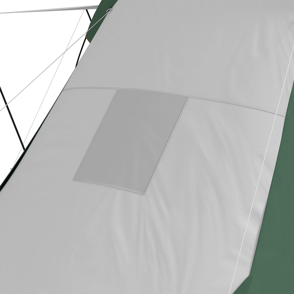 Camping Tent 4-6 People with 2 Rooms, in Polyester and Fiberglass, 555x225x190 cm, Gray and Green