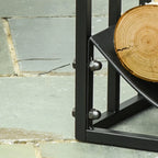 Indoor and Outdoor Metal Log Rack with Curved Shelf, Holds Up to 60kg of Wood, Black, 60.5x36x46.5cm