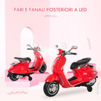 Officially Licensed Vespa Electric Ride-On Motorcycle for Kids, 2 Wheels, Lights and Sounds, 108x49x75 cm, Red