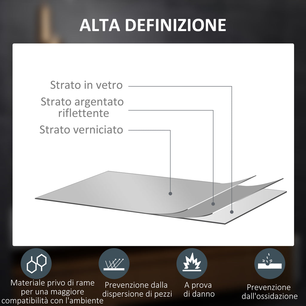Bathroom Mirror with Adjustable LED Lights, Touch Switches and Anti-Fog Function, 70x50 cm