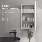 kleankin Wall-Mounted MDF Bathroom Cabinet with 3 Shelves and Adjustable Top Shelf, 37x22.5x70 cm, White - Borgè