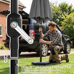Outsunny 3x3m Tilting Round Umbrella with Crank Handle, Metal and Polyester, Dark Grey