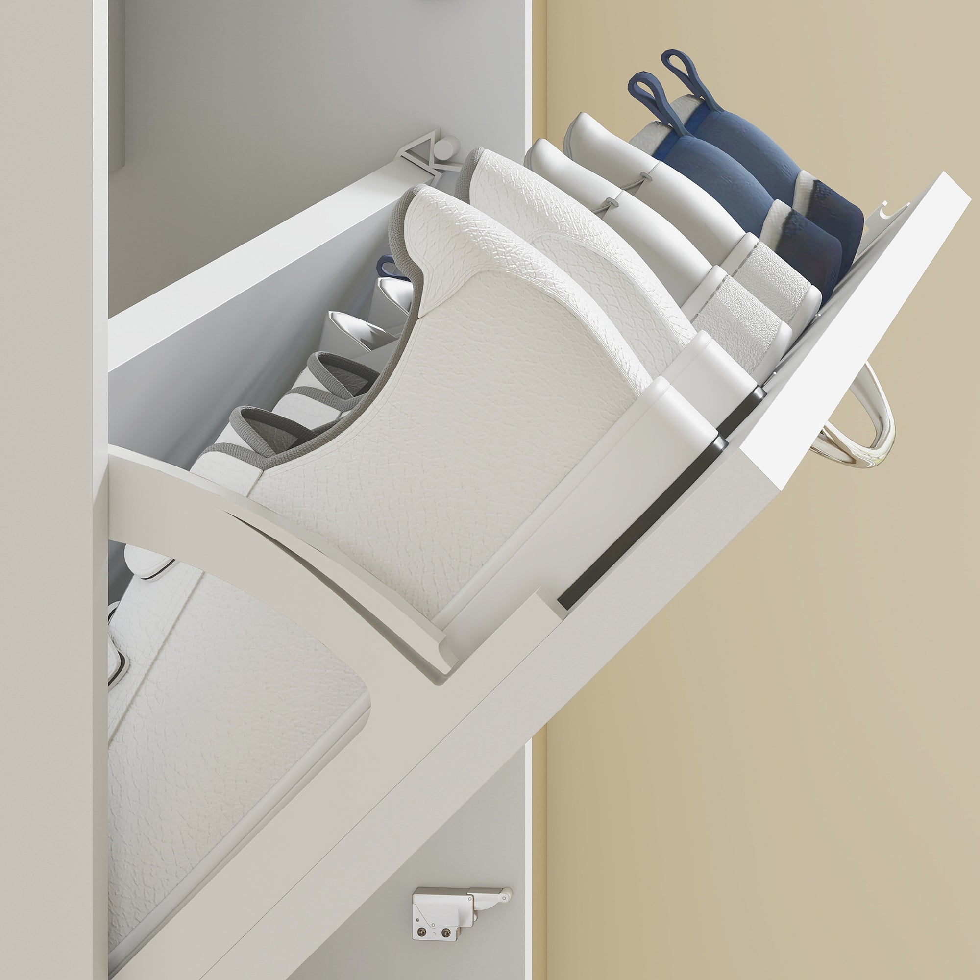 HOMCOM 5-Door Anti-Tip Wooden Shoe Rack, 65x17x180.5 cm, White