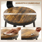 Set of 2 Rustic Bar Stools with Footrest, Wood and Metal, 37x47x96 cm, Brown