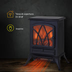 Electric Fireplace with Flame Effect Retro Style, 1000-2000W Thermostat and Adjustable Light, Black