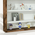 4-Tier Adjustable Display Cabinet, Wall-Mounted Glass and Wood Display Case, 80x9.5x60 cm, Brown