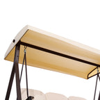3-Seater Swing with Adjustable Roof, Cup Holder and Cushions, in Metal and Polyester, 208x121x172 cm, Beige