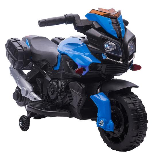 6V Electric Motorcycle for Children 18-48 Months with Headlights and Horn, in PP and Metal, 88.5x42.5x49 cm, Blue