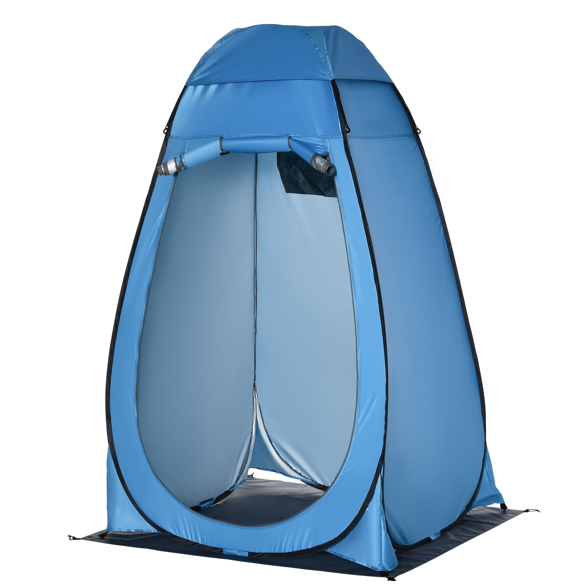 Camping and Beach Shower Tent with Zipper Door and Transport Bag, 126x124x189 cm, Blue