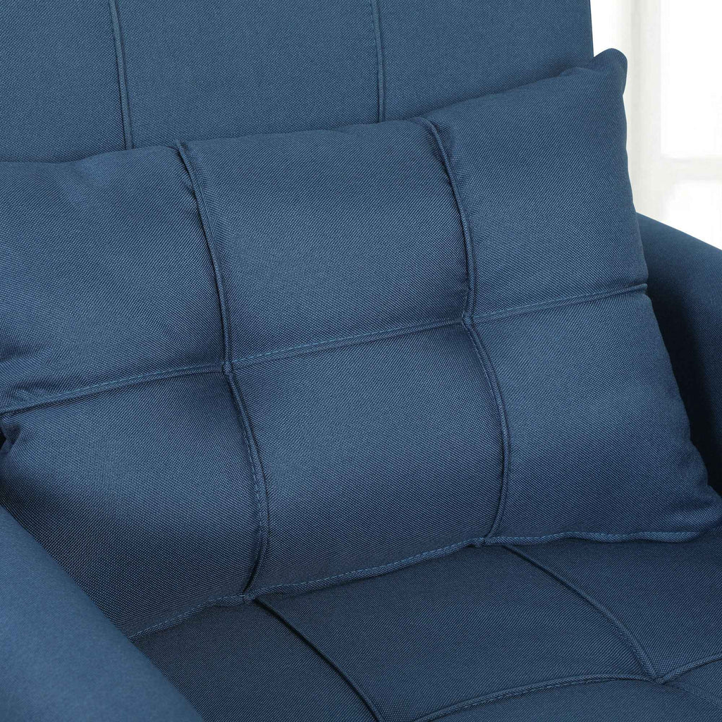 Folding Chair Bed with Adjustable Backrest and Cushion, Blue