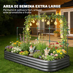 Outsunny Raised Vegetable Garden with Trellis for Climbing Plants and Open Metal Bottom, 220x110x150 cm, Dark Grey
