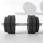 30kg Dumbbell Weight Set (8x2.5kg, 4x1.5kg) with 12 Discs and 2 x 2kg Dumbbells, 43x18x7.5cm, Black