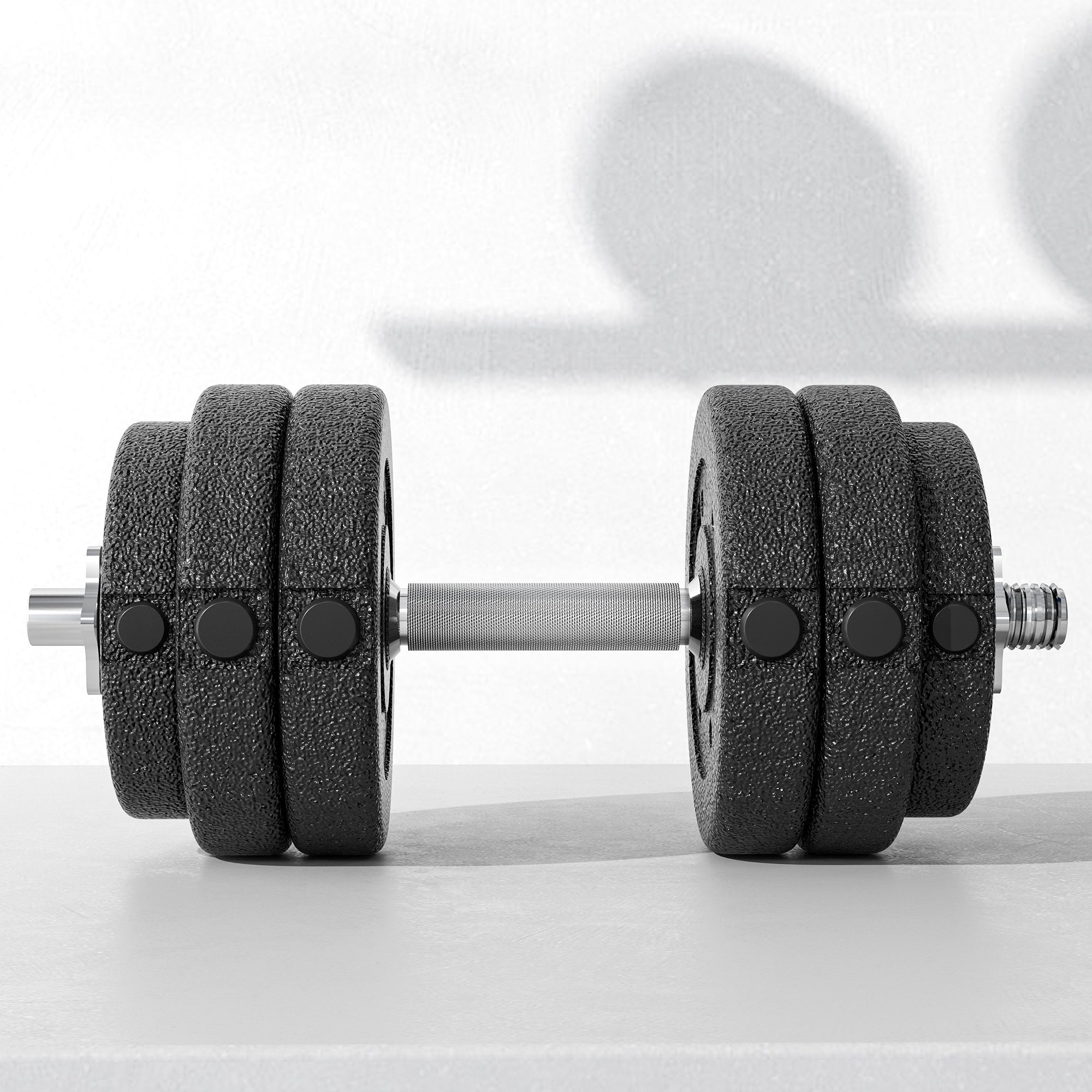 30kg Dumbbell Weight Set (8x2.5kg, 4x1.5kg) with 12 Discs and 2 x 2kg Dumbbells, 43x18x7.5cm, Black