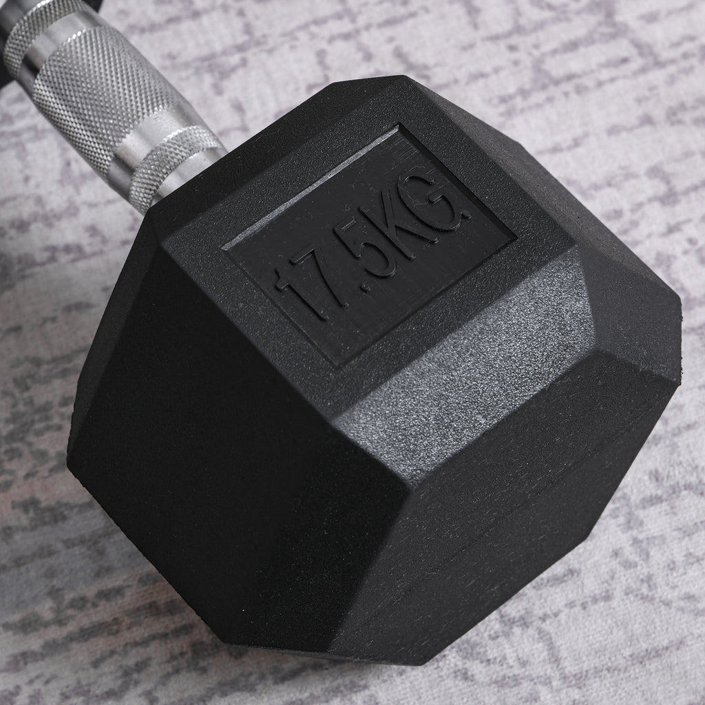 HOMCOM 17.5kg Non-Slip Grip Metal Dumbbell for Fitness Training, Black