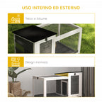 Outdoor Rabbit Hutch on Wheels with Removable Tray, in Fir Wood and Steel, 91x51x66 cm, Multicolor