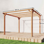 3x3 m Fir Wood Garden Pergola with Triangular Supports and 5 Beams, Wood Color