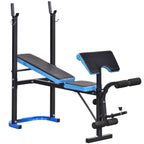 HOMCOM Multifunctional Weight Bench with Barbell Support and Adjustable Backrest, Steel and PU, 155x56.5x120 cm, Black and Blue
