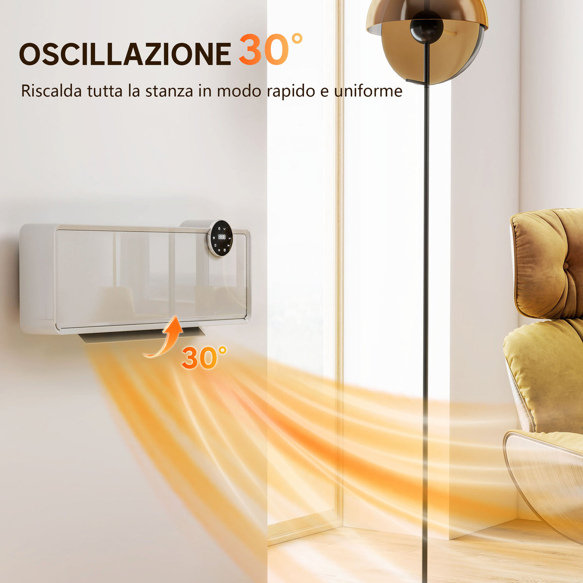 2000W Electric Ceramic Heater Wall Mounted with 3 Modes, Adjustable Temperature, Timer and Remote Control, White