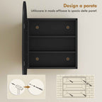 Bathroom Mirror Cabinet with 3 Internal Shelves, in Aluminum and Metal, 61x12x79 cm, Black