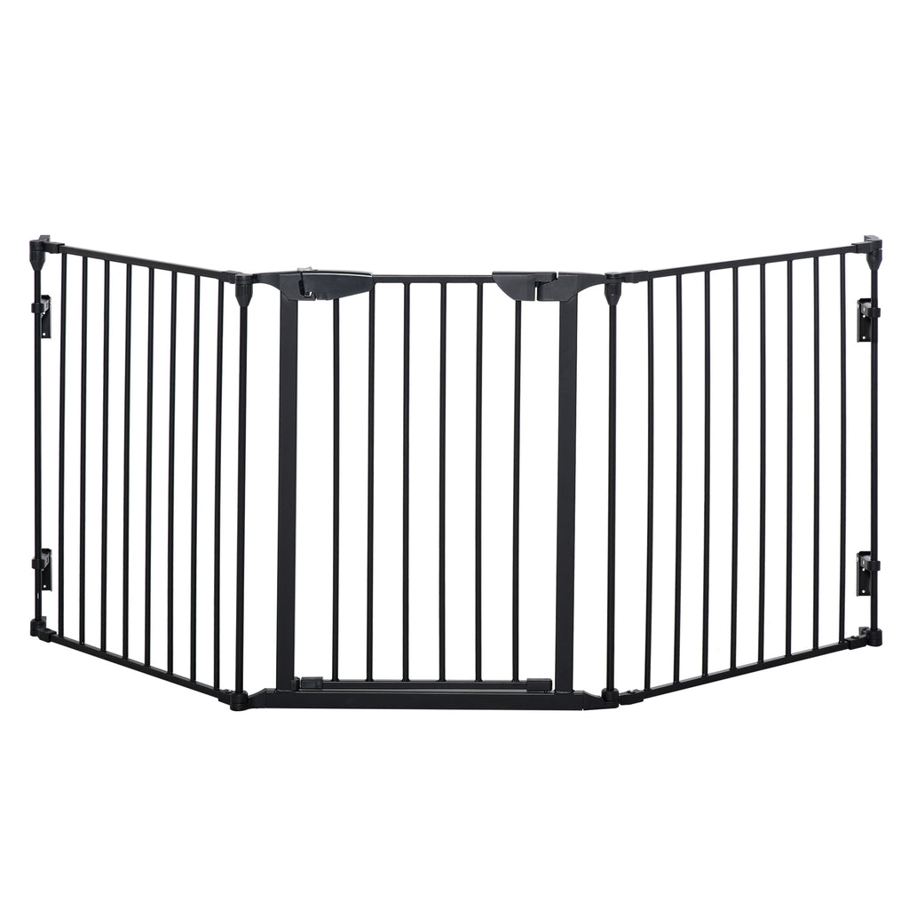 PawHut 3-Panel Folding Dog Gate for Small and Medium Size Dogs, 180x3x74.5 cm, Black - Borgè