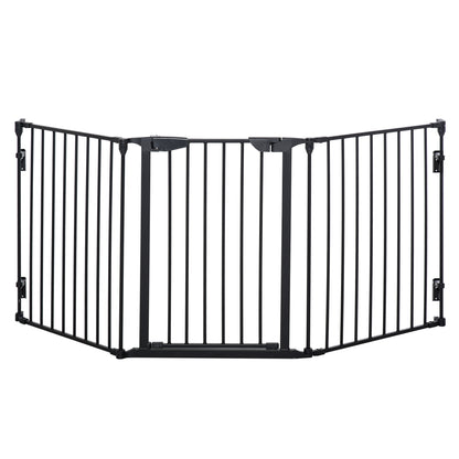 PawHut 3-Panel Folding Dog Gate for Small and Medium Size Dogs, 180x3x74.5 cm, Black