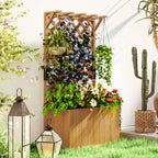 Raised Garden Bed with Trellis for Climbing Plants and Upper Pergola, 64x33x122 cm, Wood