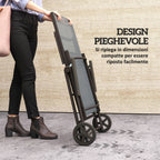 Folding and Reclining Deckchair in 5 Positions with Wheels, in Metal and Textilene, 72x158x84 cm, Gray
