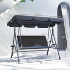 Outsunny 3-Seater Garden Swing in PE Rattan and Steel with Canopy and Cup Holder, 204x112x150 cm, Grey
