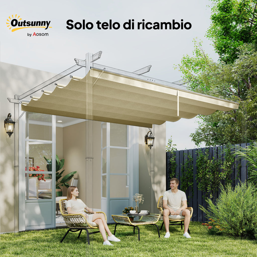 Outsunny Pergola Gazebo Roof with 10 Drainage Holes in Polyester, 250x255 cm, for 3x3m Pergola, Cream
