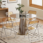 Set of 4 Space-Saving Folding Chairs for Living Room and Events, Steel and Acrylic, Orange