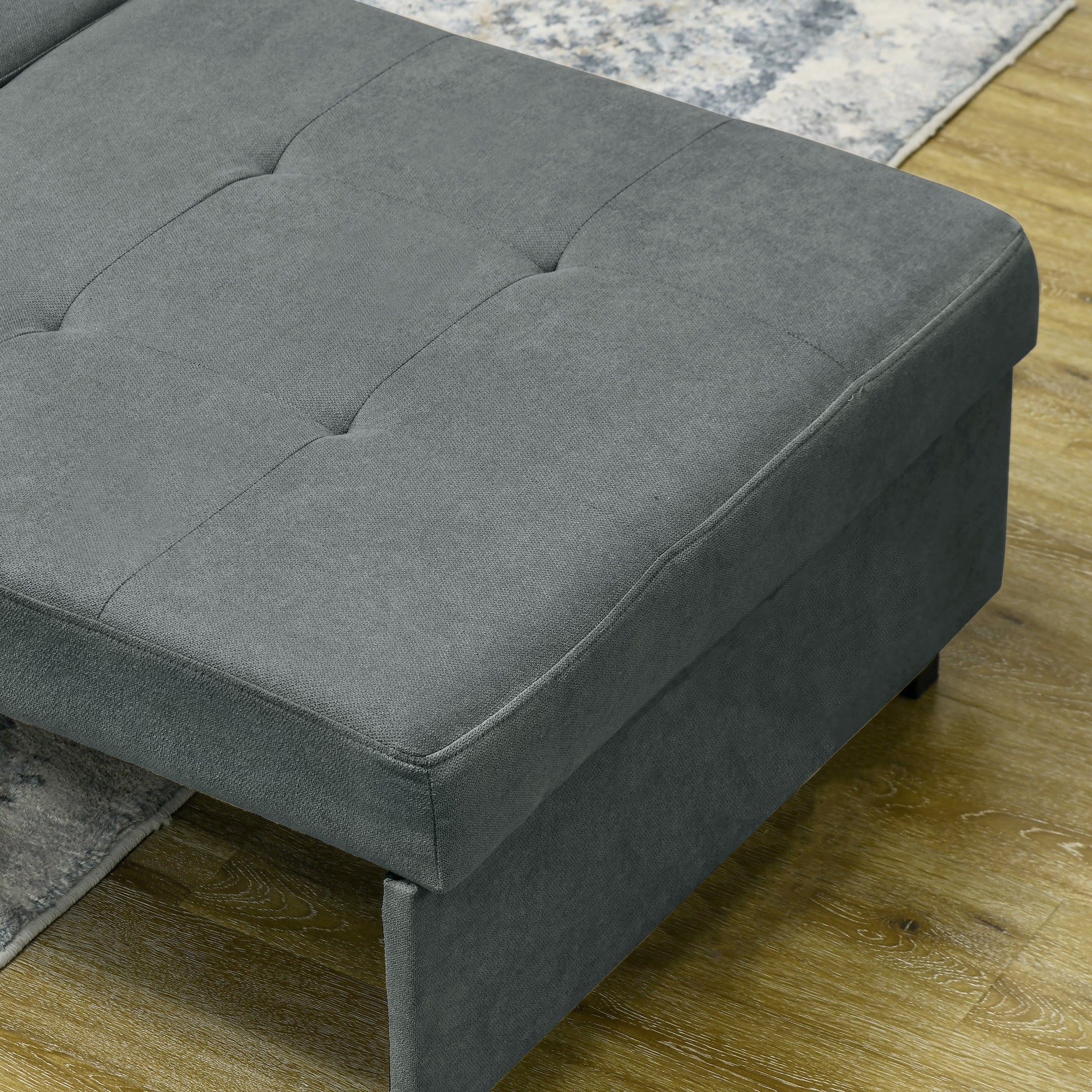 Grey Velvet Fabric Armchair Bed with 2 Cushions and Storage Space, 100x98x88 cm