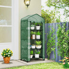 Outsunny 4-Tier Balcony Greenhouse with 4 Wheels and Roll-Up Entrance, Steel and PE, 69x50x165 cm, Green