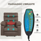 Lift Reclining Massage Chair with Heat and Dual Motors, Dark Brown