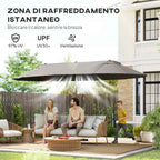 Outsunny Double Umbrella with 12 Ribs, Cross Base and Crank, in Steel and Polyester, 455x265x238 cm, Grey