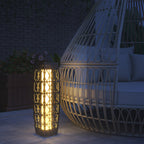 Solar Garden Lamp with LED Lighting, in Steel and PE Rattan, 20x20x68 cm, Gray